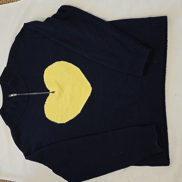 Victor Alfaro Collective Navy Blue Heart Graphic Sweater Size  M - Picture 1 of 6